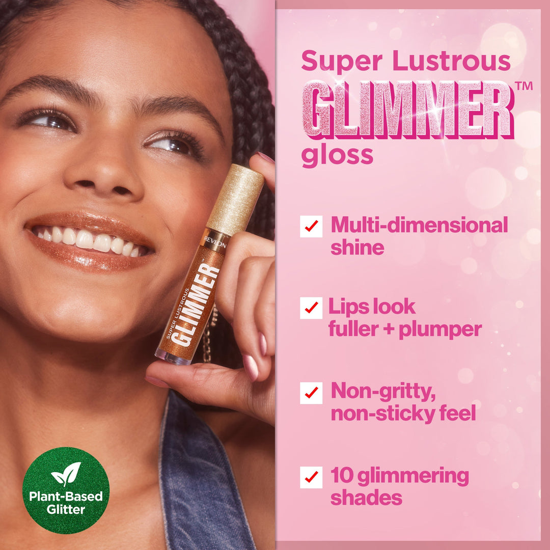 Super Lustrous™ Glimmer Gloss: shine, fuller + plumper lips, non-sticky, 10 shades