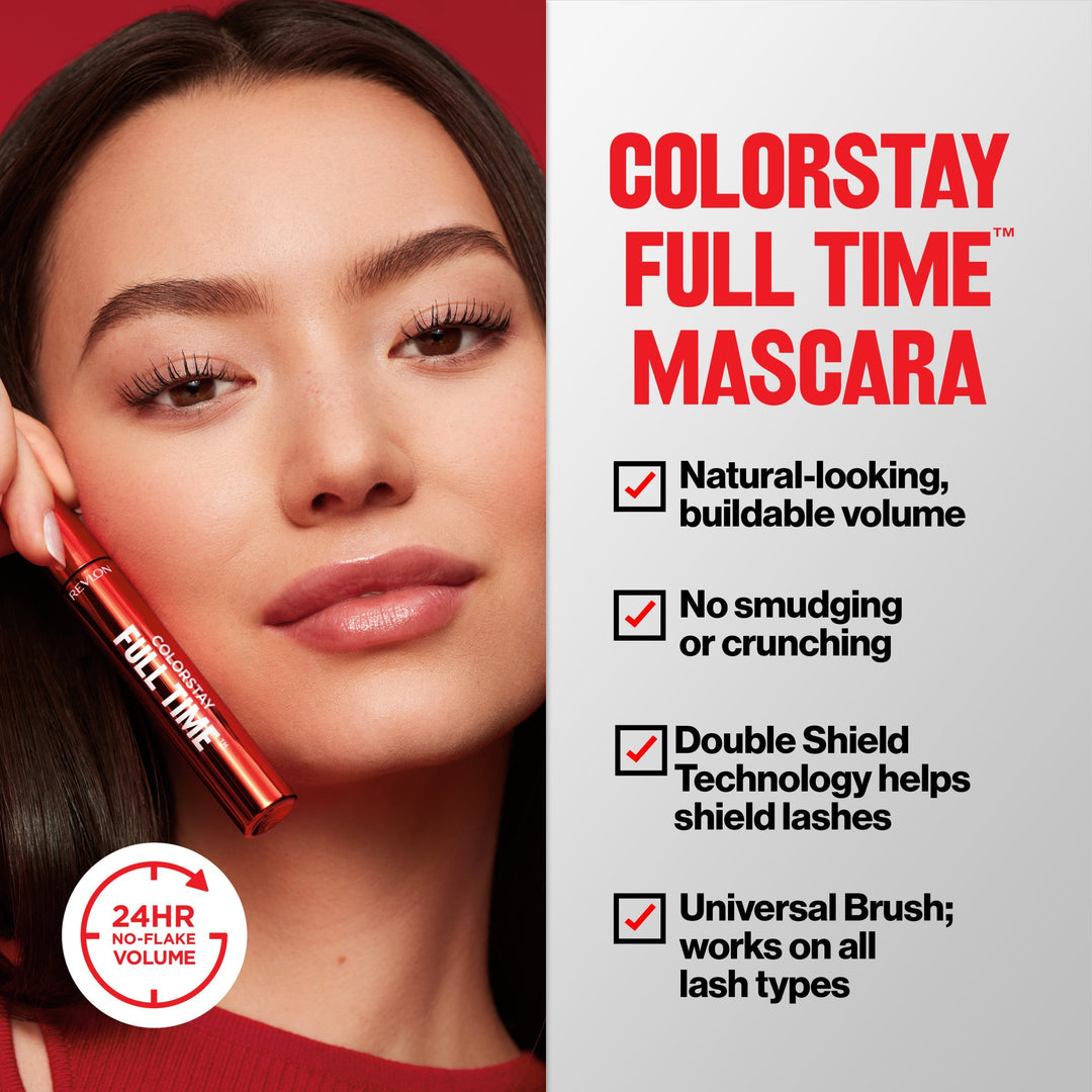 ColorStay Full Time™ Mascara: buildable volume, no smudging, double shield, universal brush