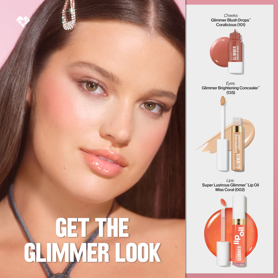 Get the Glimmer Look: Glimmer Blush Drops, Glimmer Brightening Concealer, Glimmer Lip Oil