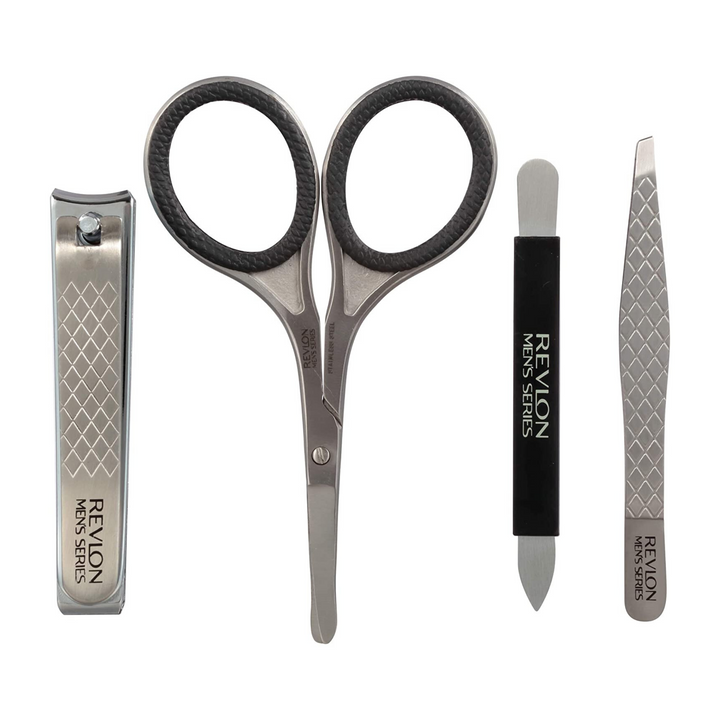 scissors, nail clipper, tweezer, nail file