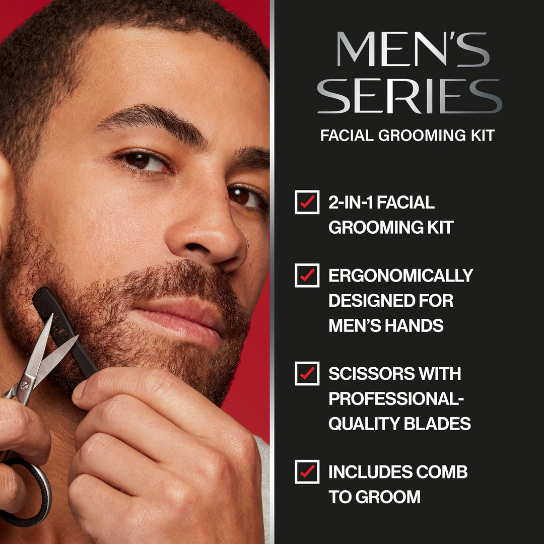 Men's Series Facial Hair Kit: 2-in-1 kit, designed for men, quality blades, includes comb
