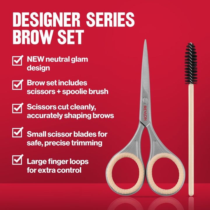Revlon Designer Series Brow Set: glam design, scissors + spoolie brush, safe trimming, extra control